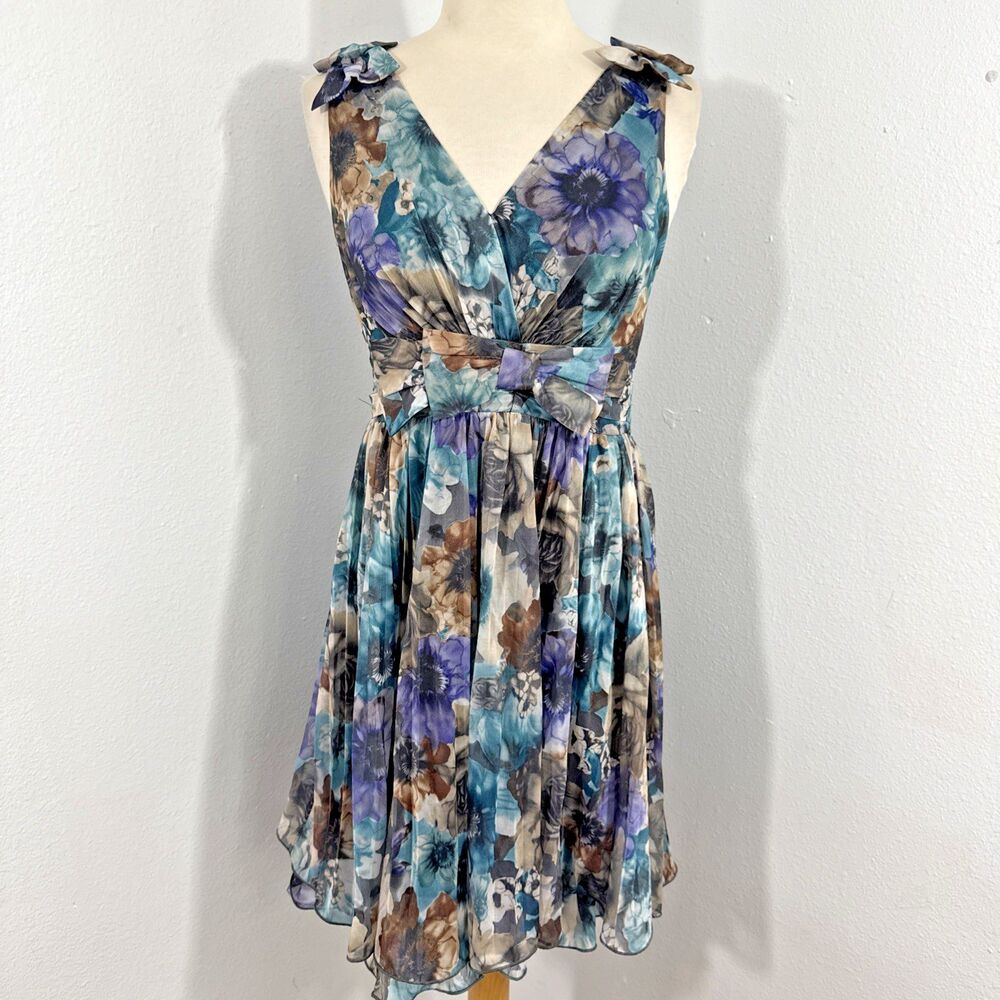 Anlier Mini Dress Women 6 Multicolor Floral Babydoll Ruffle Party 90s‎ Y2K